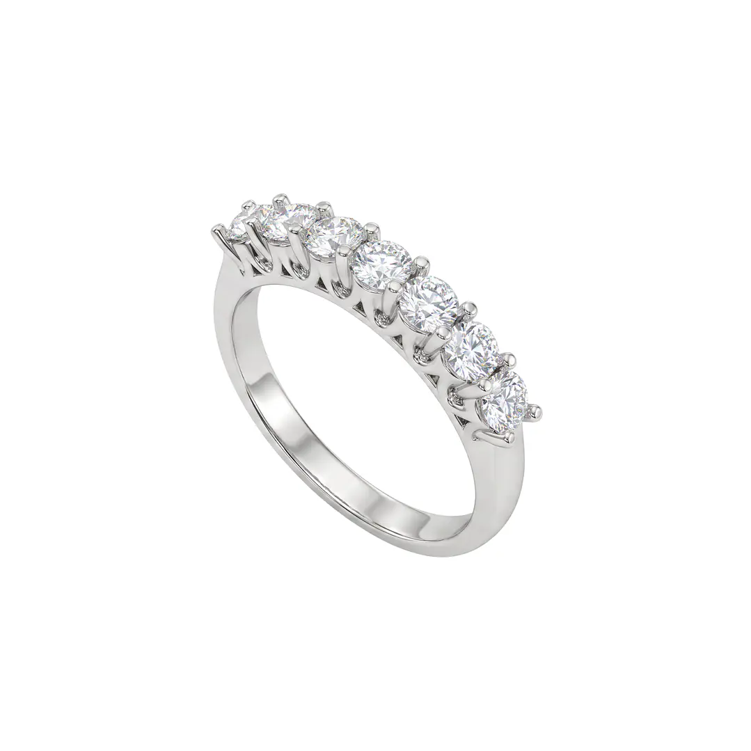 Anillo de Plata Esterlina 925 Medio Cintillo 7 Circon 2