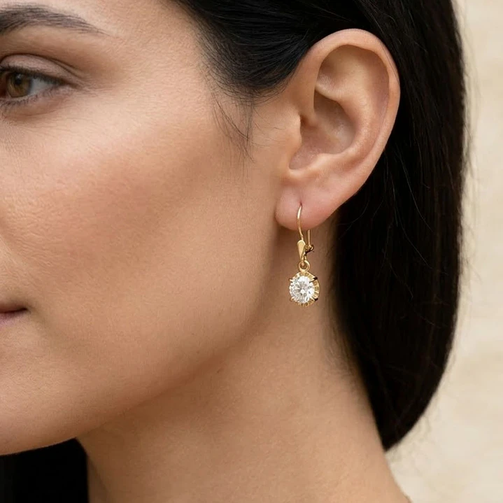 Aros Oro Miel 18kt Colgante con Circon 5x7mm 4