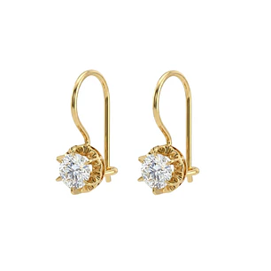 Aros Oro Miel 18kt Colgante con Circon 5mm