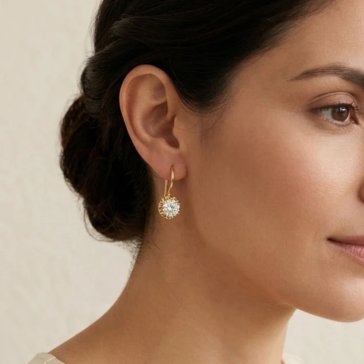 Aros Oro Miel 18kt Colgante con Circon 5mm 4