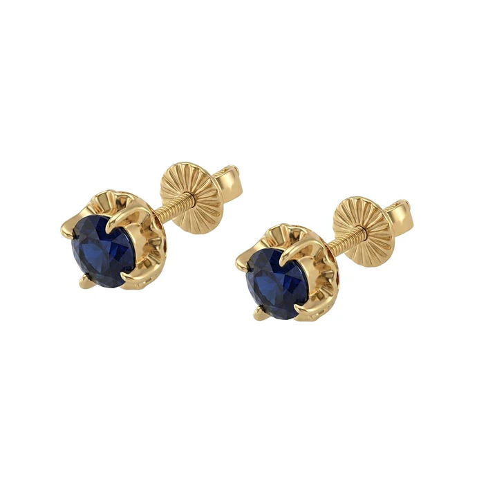 Aros Oro Miel 18kt Chaton Redondo de Onix 5mm 1