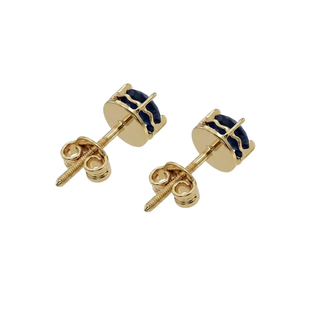 Aros Oro Miel 18kt Chaton Redondo de Onix 5mm 2