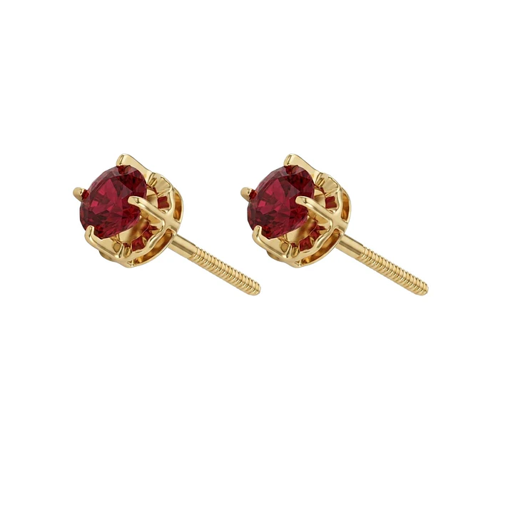 Aros Oro Miel 18kt Chaton Redondo de Rubi 5mm 3
