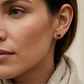 Aros Oro Miel 18kt Chaton Redondo de Rubi 5mm - Miniatura 4