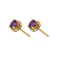 Aros Oro Miel 18kt Chaton Redondo de Amatista 5mm - Miniatura 3
