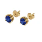 Aros Oro Miel 18kt Chaton Redondo de Zafiro 5mm - Miniatura 1
