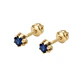 Aros Oro Miel 18kt Chaton Redondo de Zafiro 2,5mm - Miniatura 1