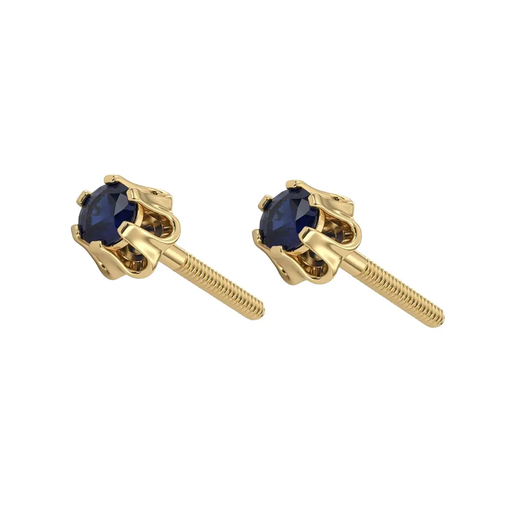 Aros Oro Miel 18kt Chaton Redondo de Zafiro 2,5mm 3