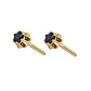 Aros Oro Miel 18kt Chaton Redondo de Zafiro 2,5mm - Miniatura 3