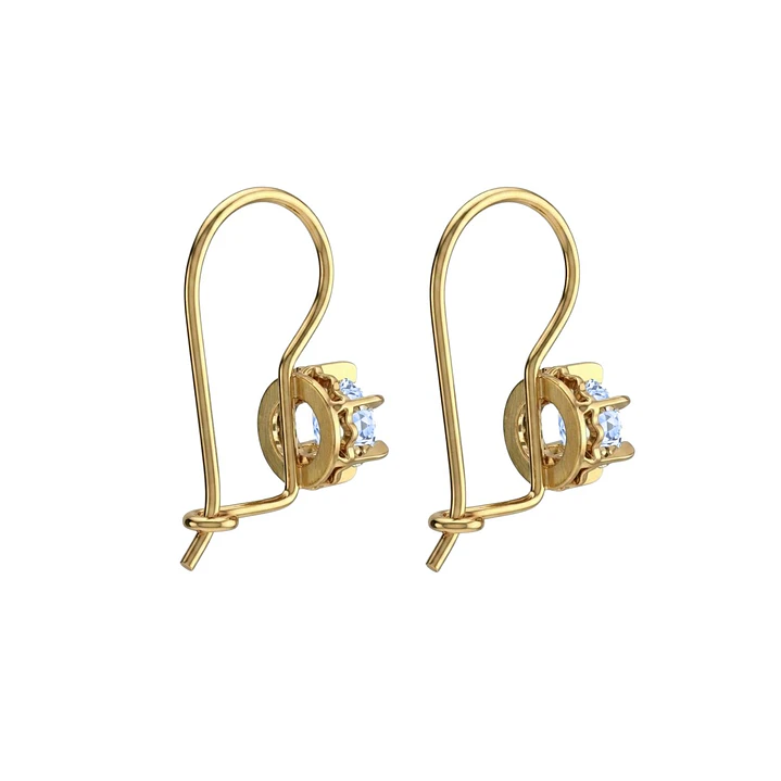 Aros Oro Miel 18kt con Gota de Aguamarina y Engaste de Petaños 3