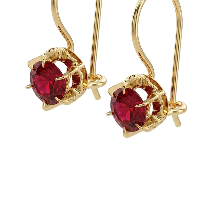 Aros Oro Miel 18kt Colgante con Gota de Rubi 5mm 2