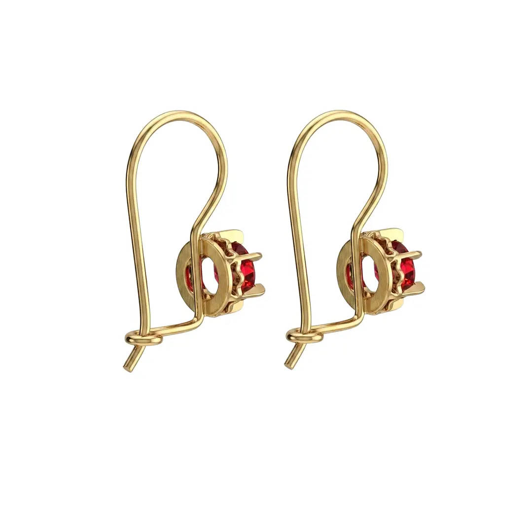 Aros Oro Miel 18kt Colgante con Gota de Rubi 5mm 3
