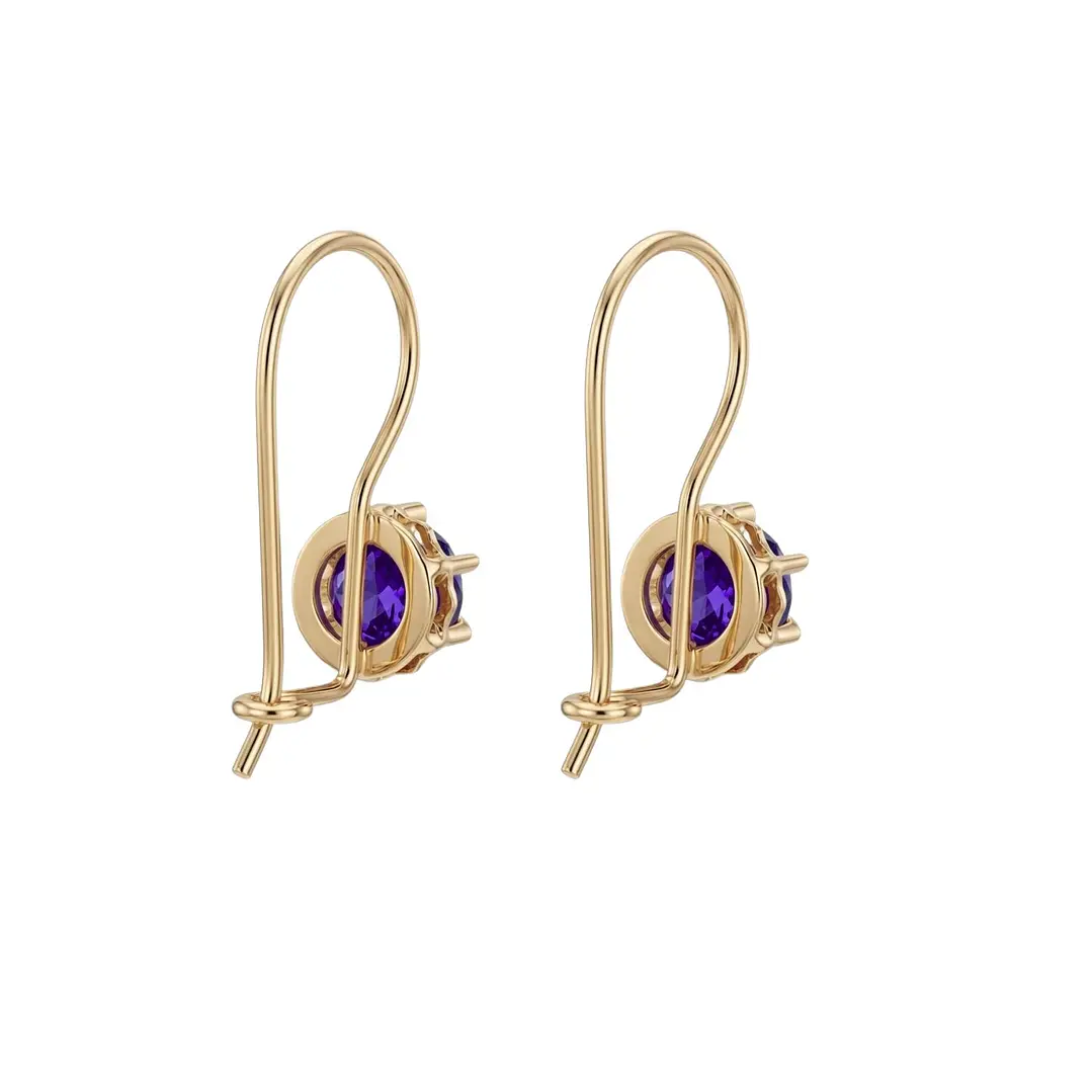 Aros Oro Miel 18kt Colgante con Gota de Amatista 5mm 3