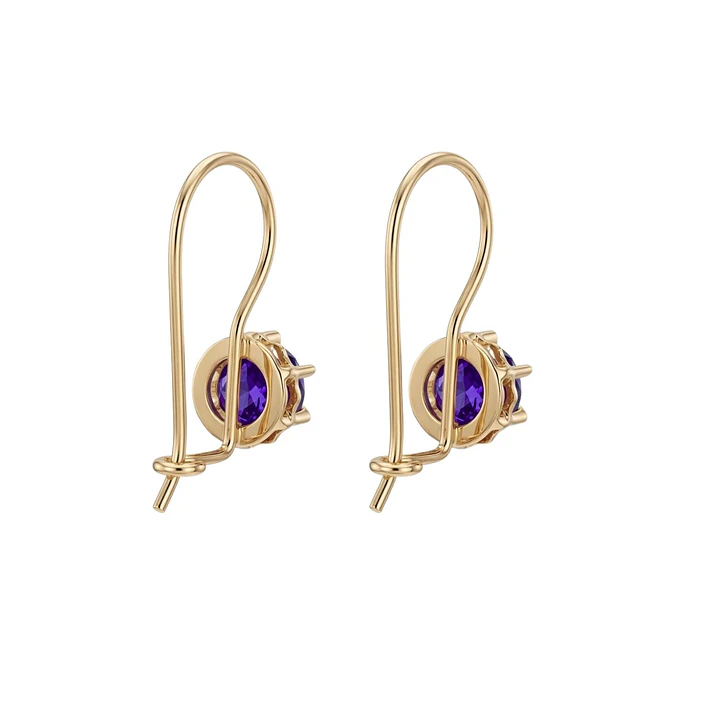 Aros Oro Miel 18kt Colgante con Gota de Amatista 5mm 3