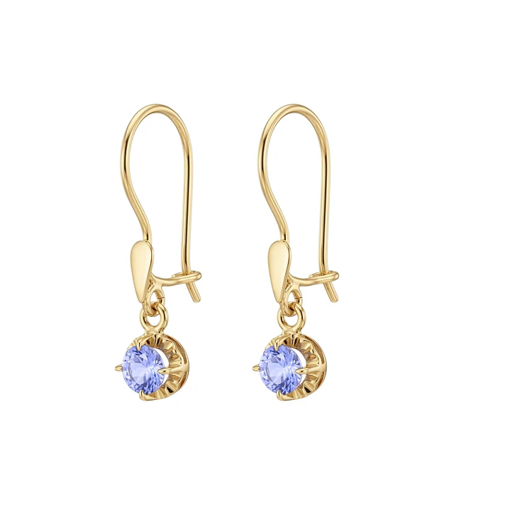 Aros Oro Miel 18kt Colgante con Gota de Aguamarina 5mm 1