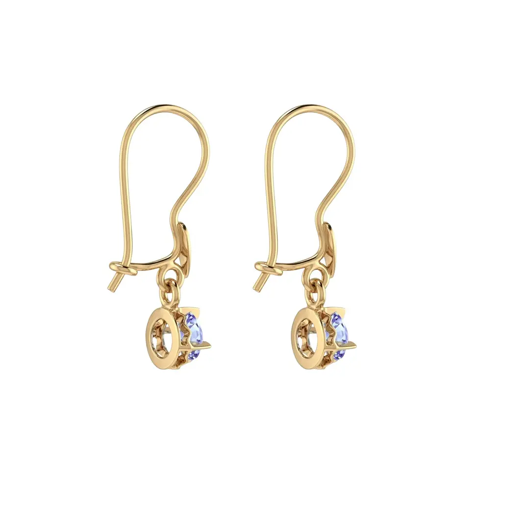 Aros Oro Miel 18kt Colgante con Gota de Aguamarina 5mm 3