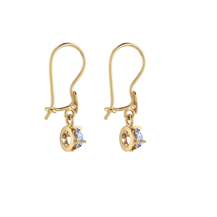 Aros Oro Miel 18kt Colgante con Gota de Aguamarina 5mm 3