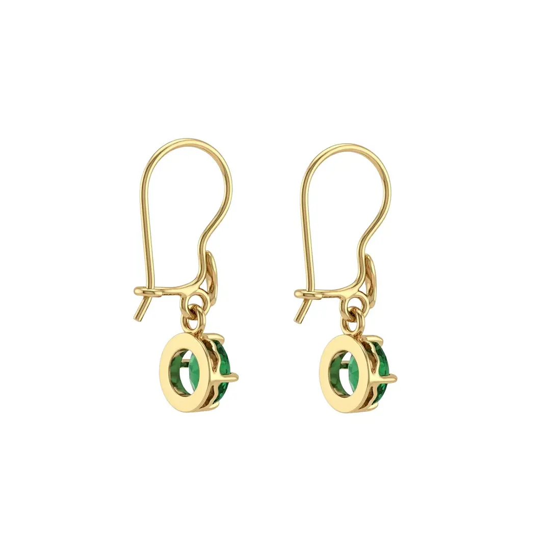 Aros Oro Miel 18kt Colgante con Gota de Esmeraldina 5mm 3