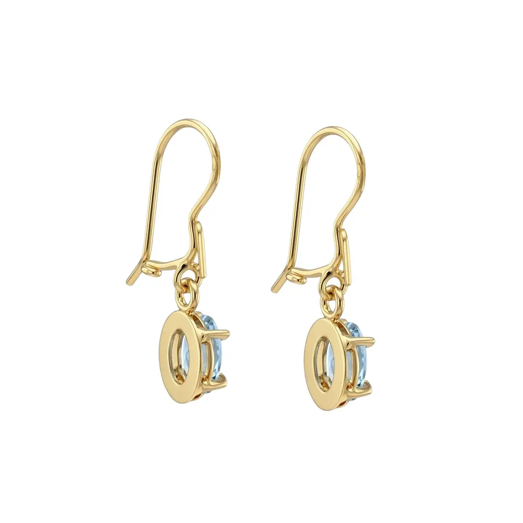 Aros Oro Miel 18kt Chaton Oval de Aguamarina 5x7mm 3
