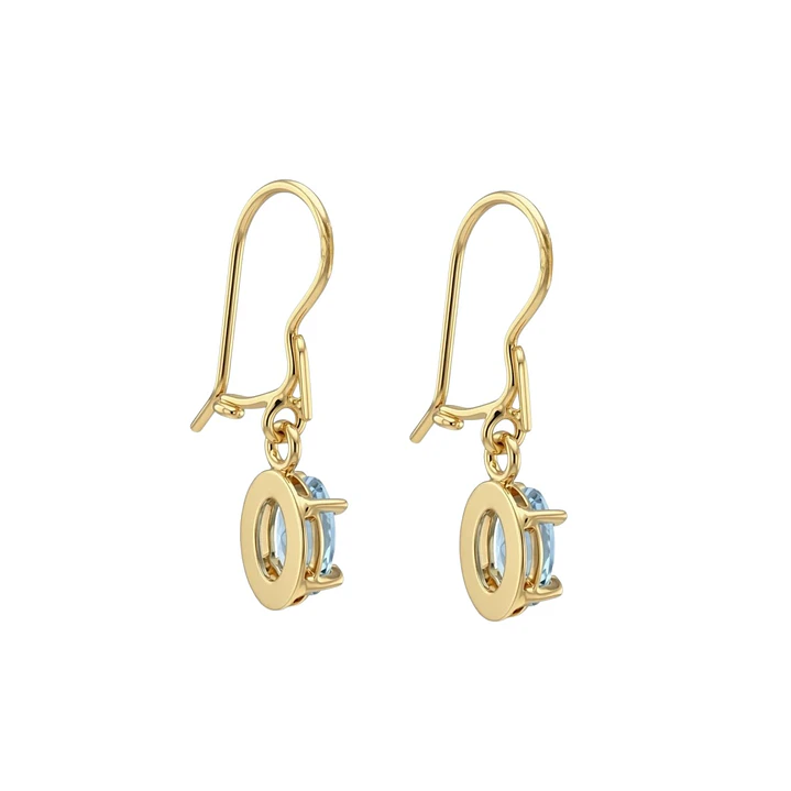 Aros Oro Miel 18kt Chaton Oval de Aguamarina 5x7mm 3