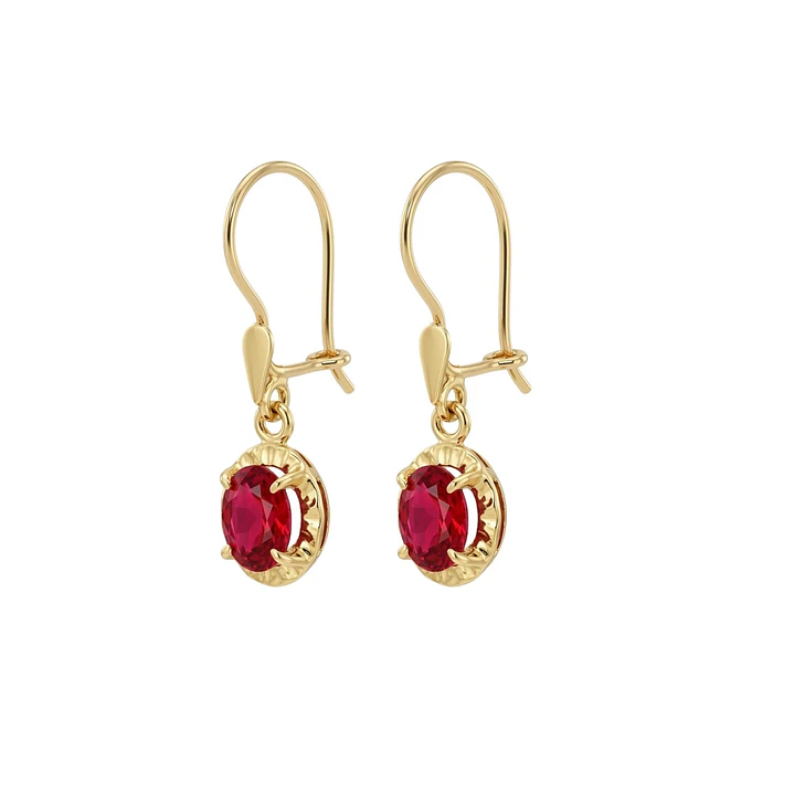 Aros Oro Miel 18kt Chaton Oval de Rubi 5x7mm 1