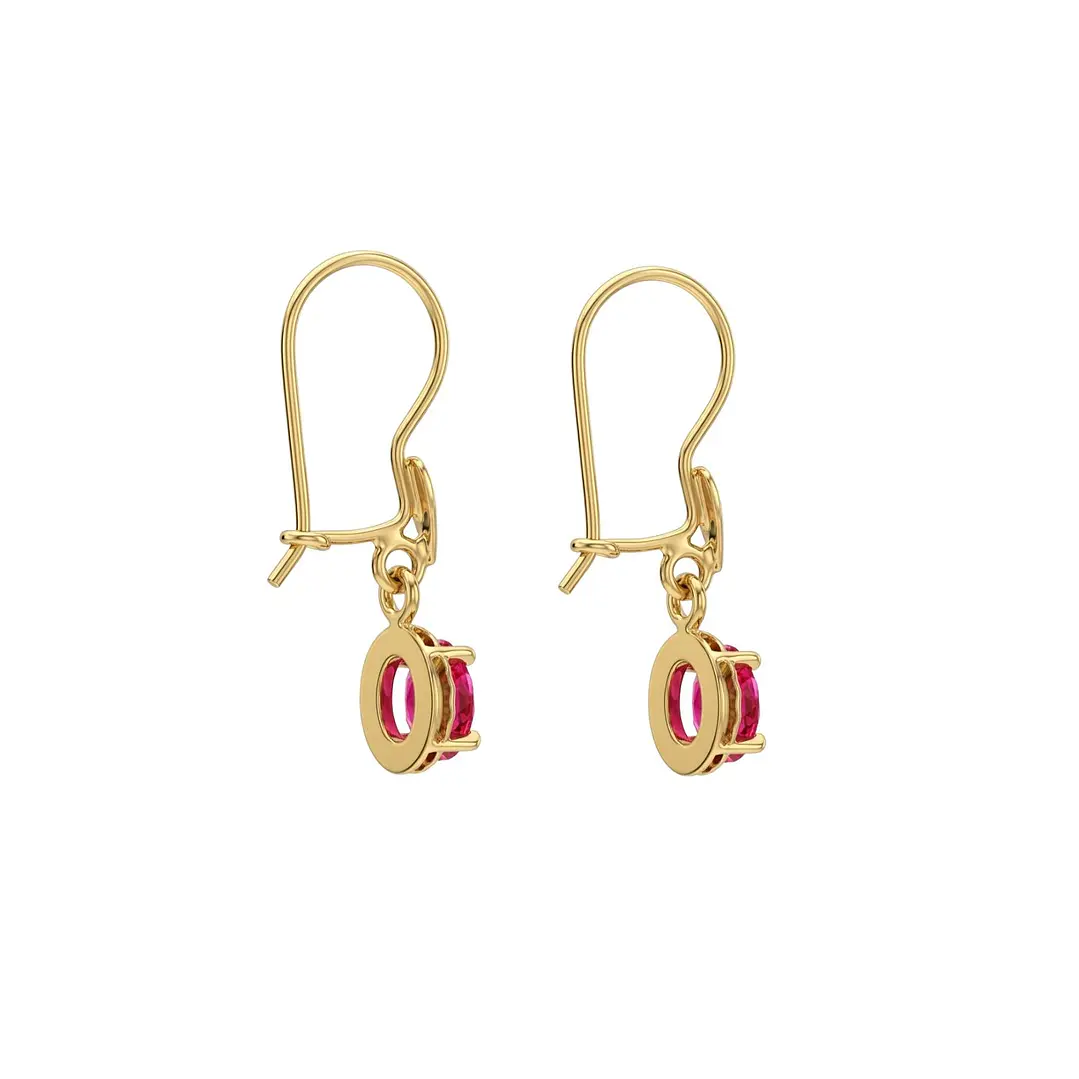 Aros Oro Miel 18kt Chaton Oval de Rubi 5x7mm 3
