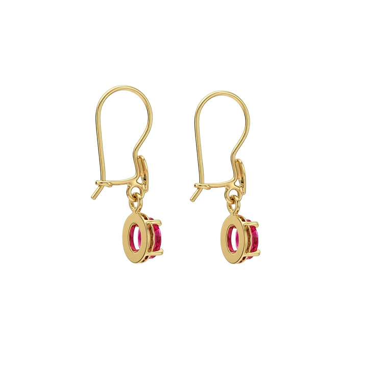 Aros Oro Miel 18kt Chaton Oval de Rubi 5x7mm 3
