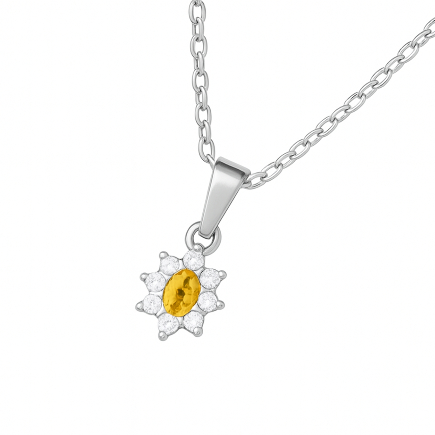 Colgante Oro 18kt Clásico Floral con Circonitas 9