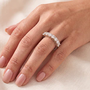 Anillo de Plata Esterlina 925 Medio Cintillo 7 Circon