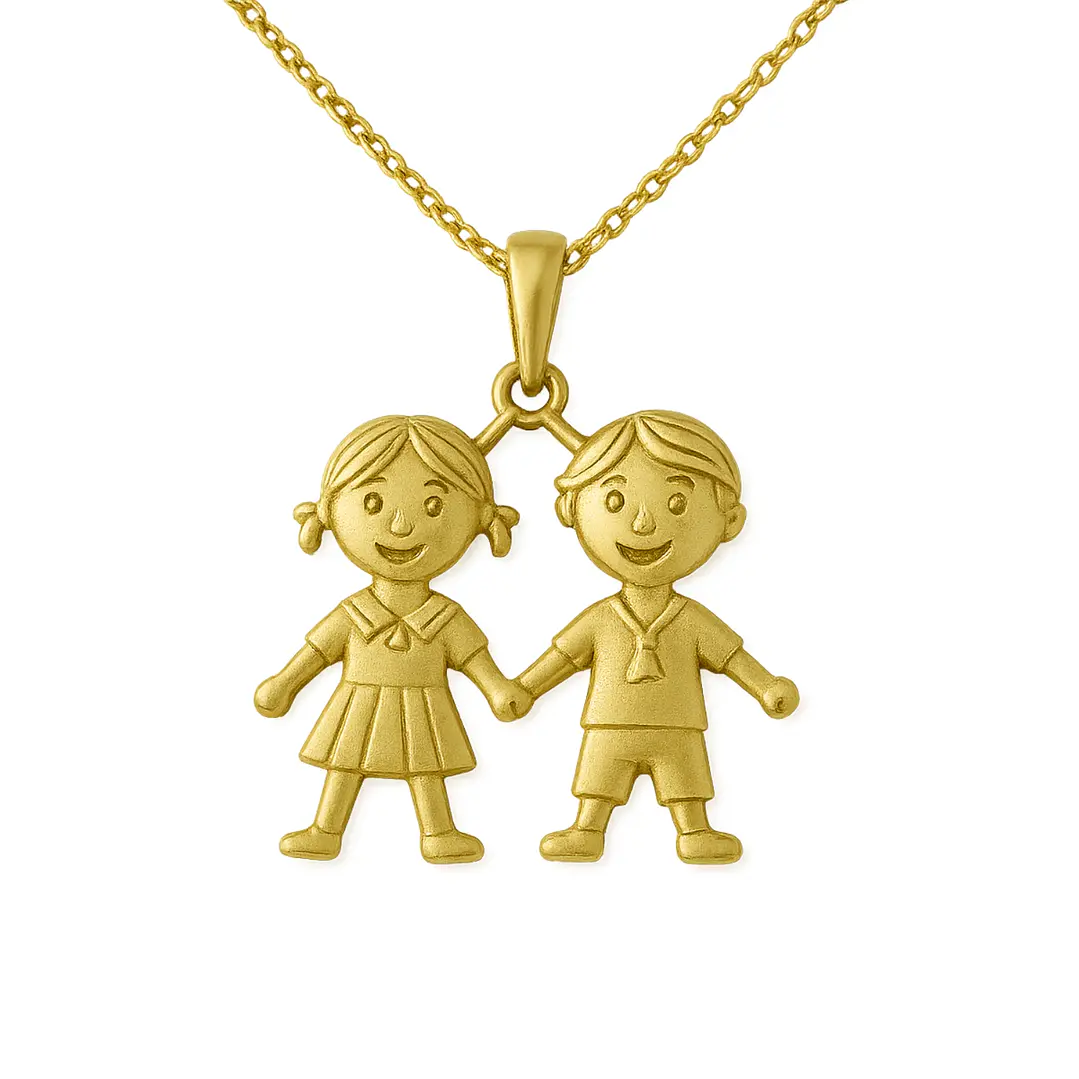 Colgante Oro 18kt Niño y Niña 6