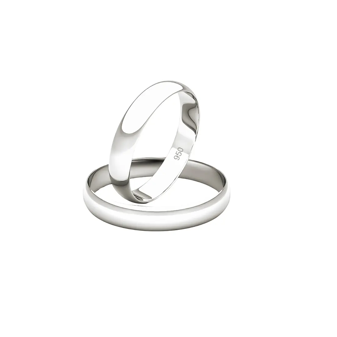 Par de Argollas de Matrimonio Plata 950 3mm Bari 1