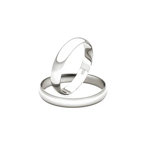 Par de Argollas de Matrimonio Plata 950 3mm Bari