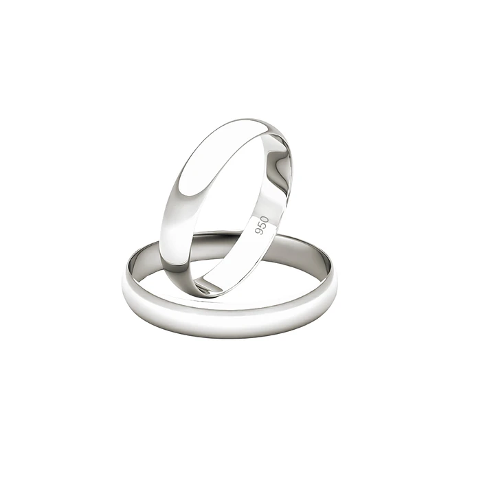 Par de Argollas de Matrimonio Plata 950 3mm Bari 1