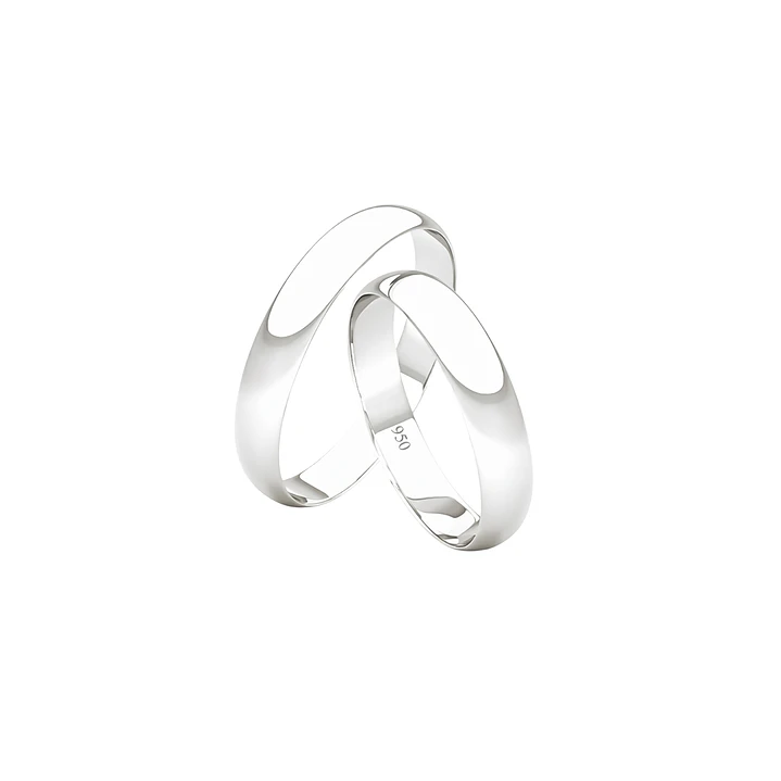 Par de Argollas de Matrimonio Plata 950 3mm Bari 2