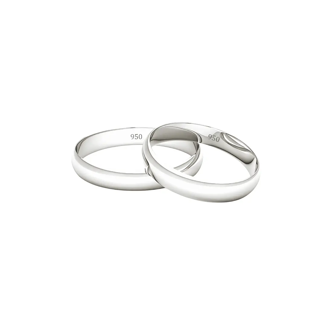 Par de Argollas de Matrimonio Plata 950 3mm Bari 3