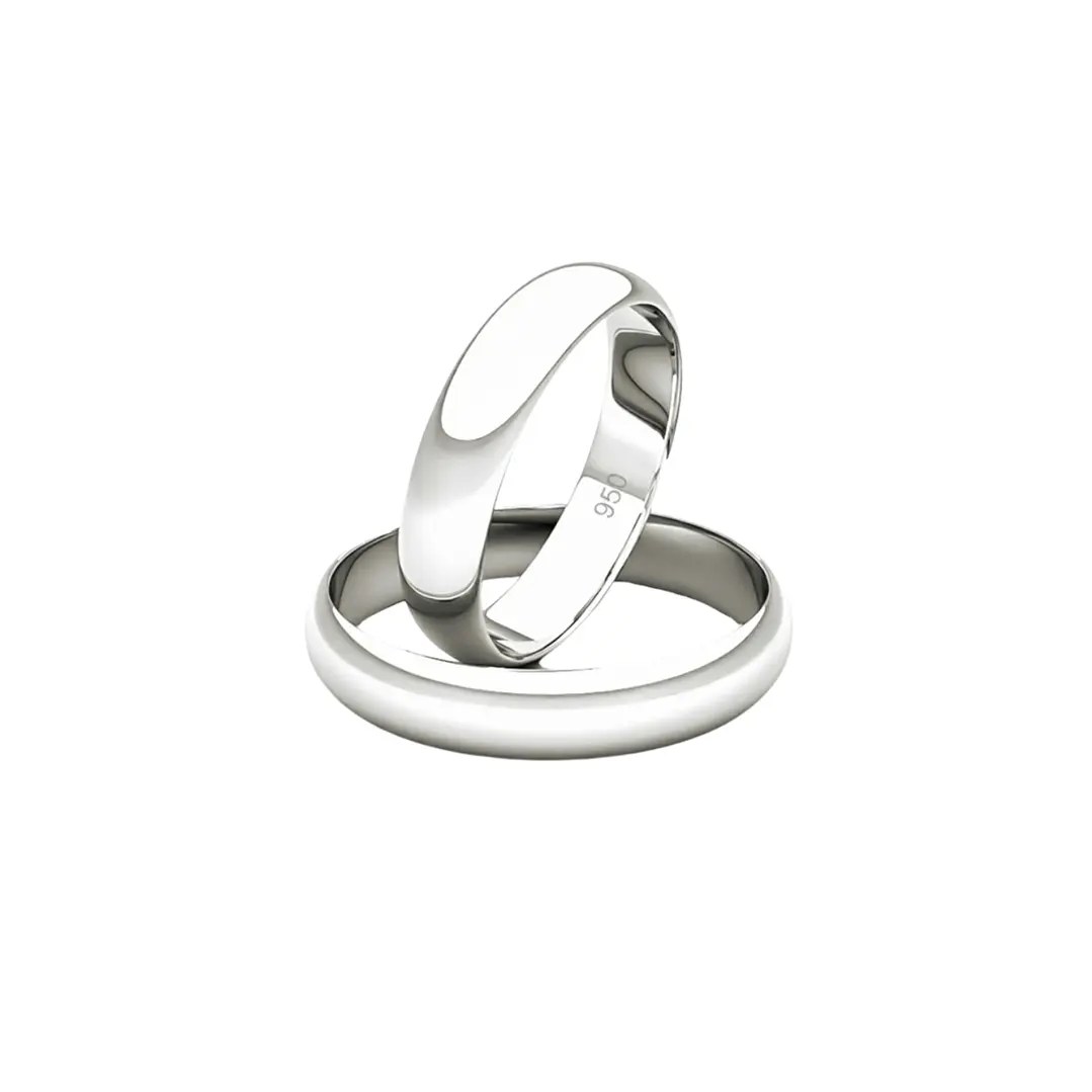Par de Argollas de Matrimonio Plata 950 4mm Venecia 1