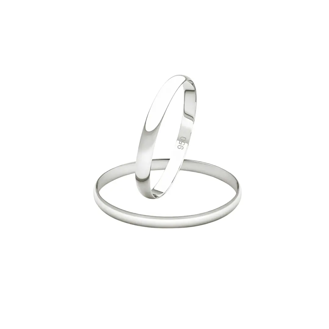 Par de Argollas de Matrimonio Plata 950 2mm Verona 1