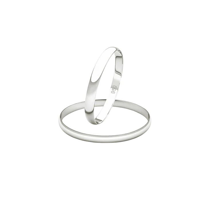 Par de Argollas de Matrimonio Plata 950 2mm Verona 1