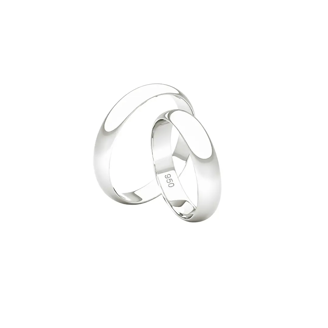 Par de Argollas de Matrimonio Plata 950 4mm Venecia 2