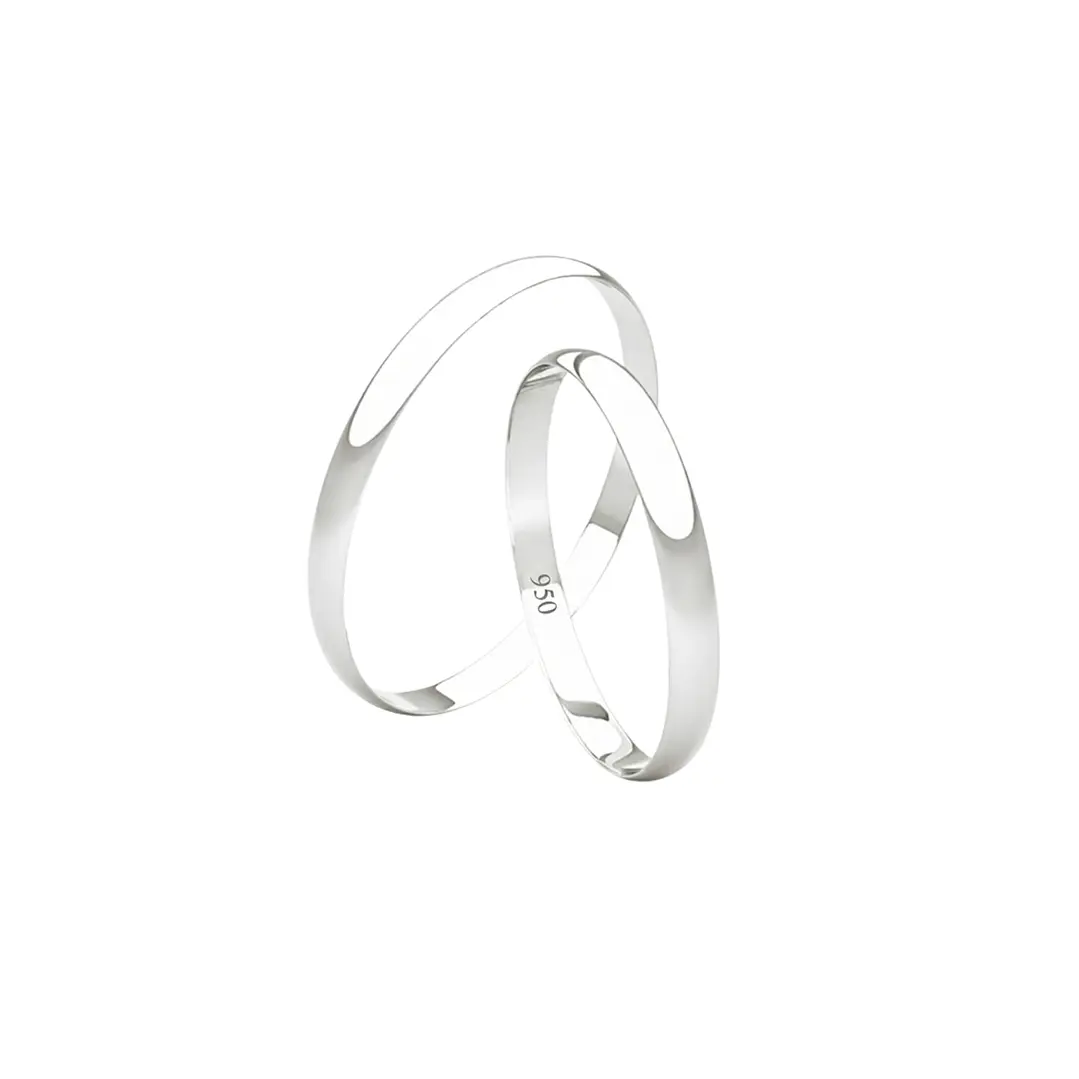 Par de Argollas de Matrimonio Plata 950 2mm Verona 2