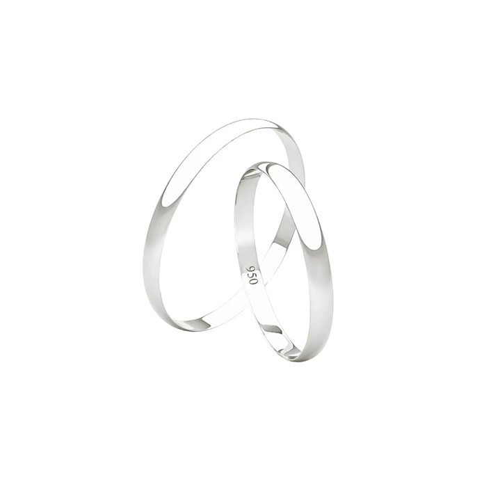 Par de Argollas de Matrimonio Plata 950 2mm Verona 2