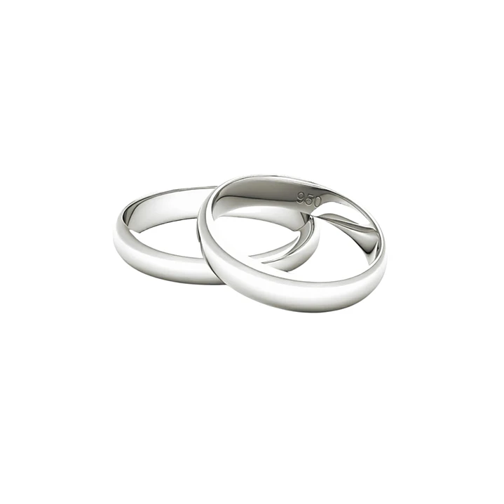 Par de Argollas de Matrimonio Plata 950 4mm Venecia 3