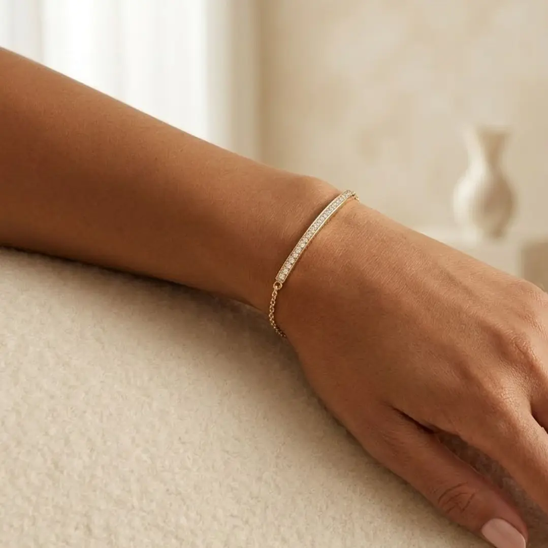 Pulsera Oro Rosado 18Kt Barra Sin Fin Diamantes 27Pts 4