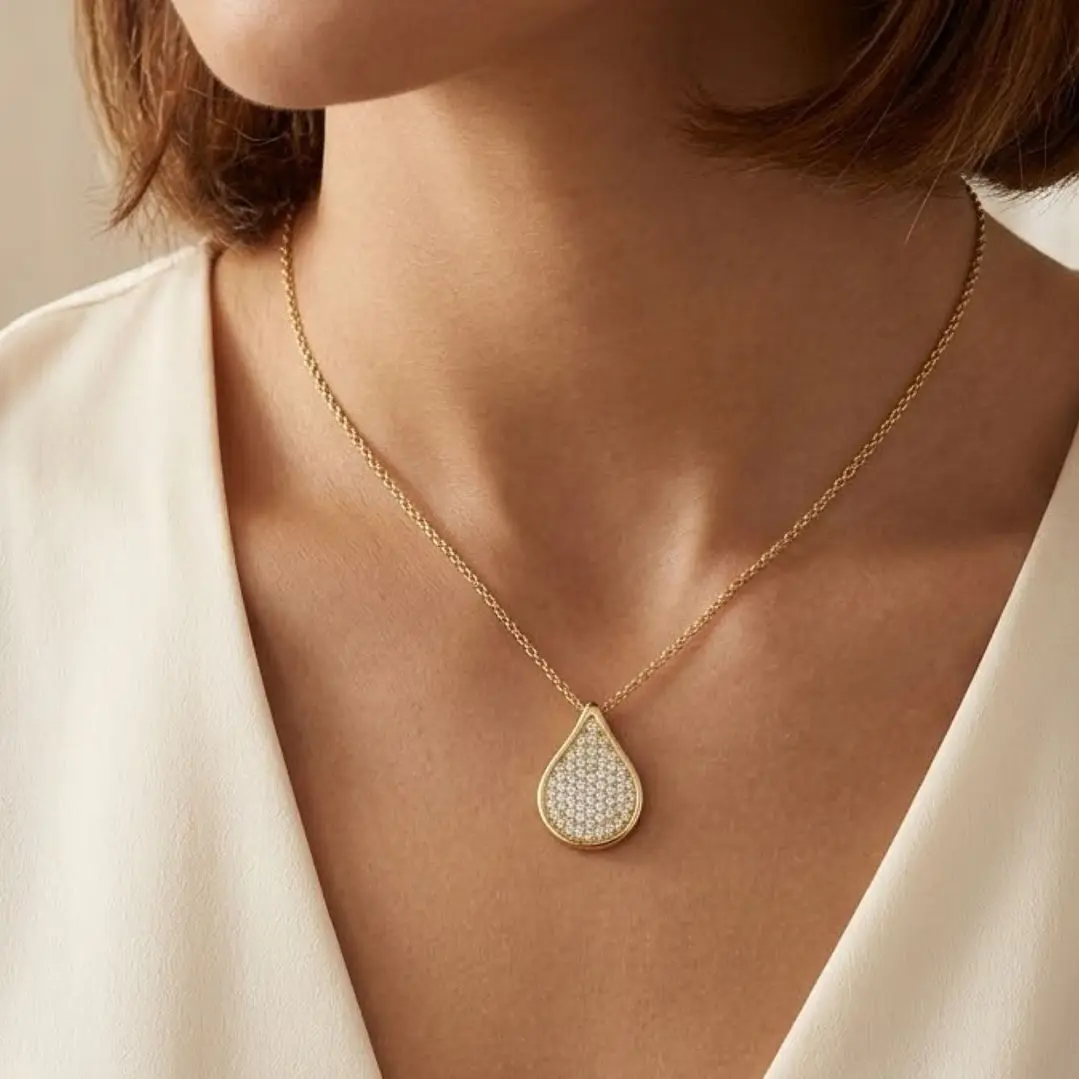 Collar de Oro 18Kt  Gota Diamantes 36Pts 4