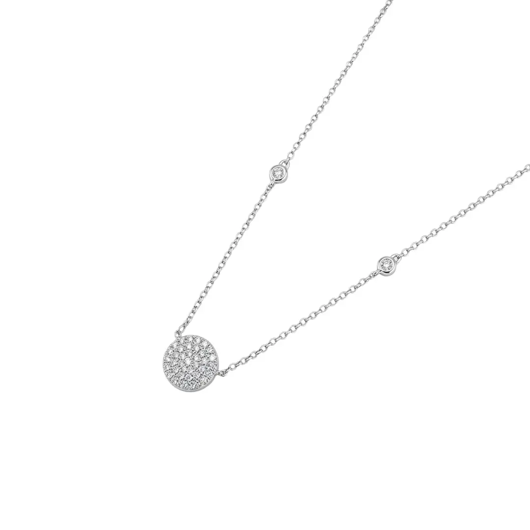 Collar Oro Blanco 18kt Circulo Diamantes 31Pts 1