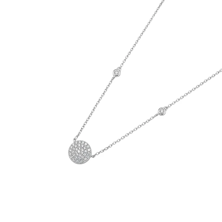 Collar Oro Blanco 18kt Circulo Diamantes 31Pts 1