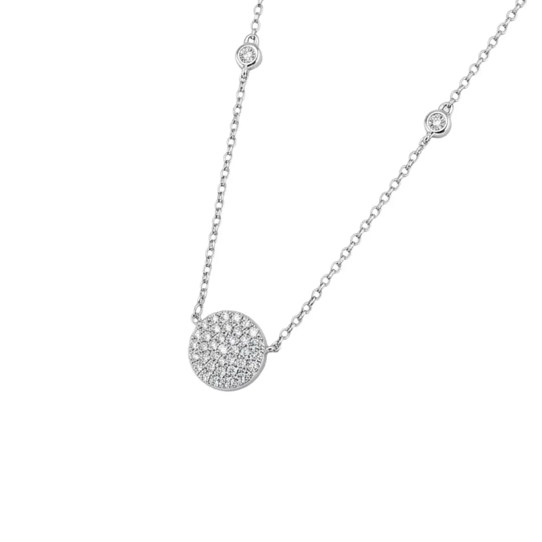 Collar Oro Blanco 18kt Circulo Diamantes 31Pts 2