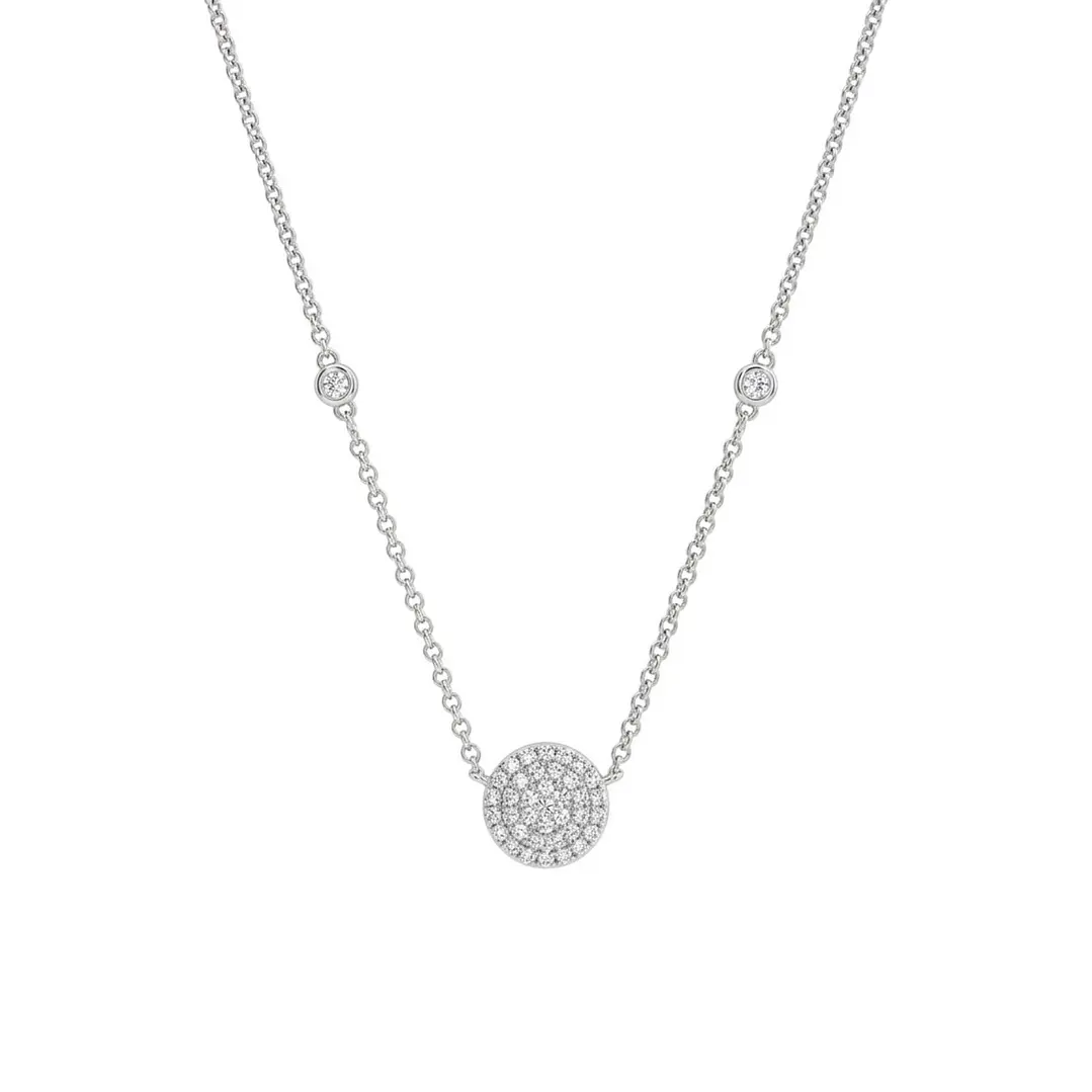 Collar Oro Blanco 18kt Circulo Diamantes 31Pts 3