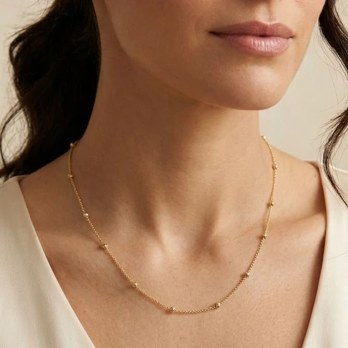 Collar  Oro 18kt Facetado Bolitas 4