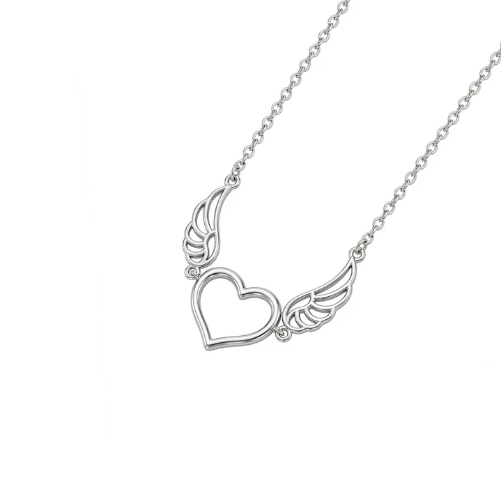 Collar Oro Blanco 18kt Corazon Alas 1